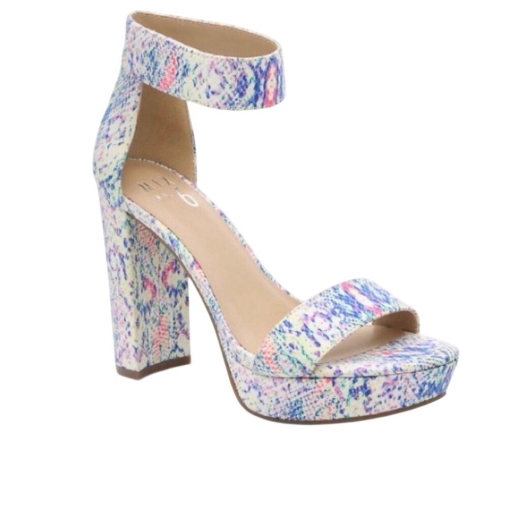 Mix No. 6 Taci platform sandal reptile print 4 block heel ankle strap Sz 8.5